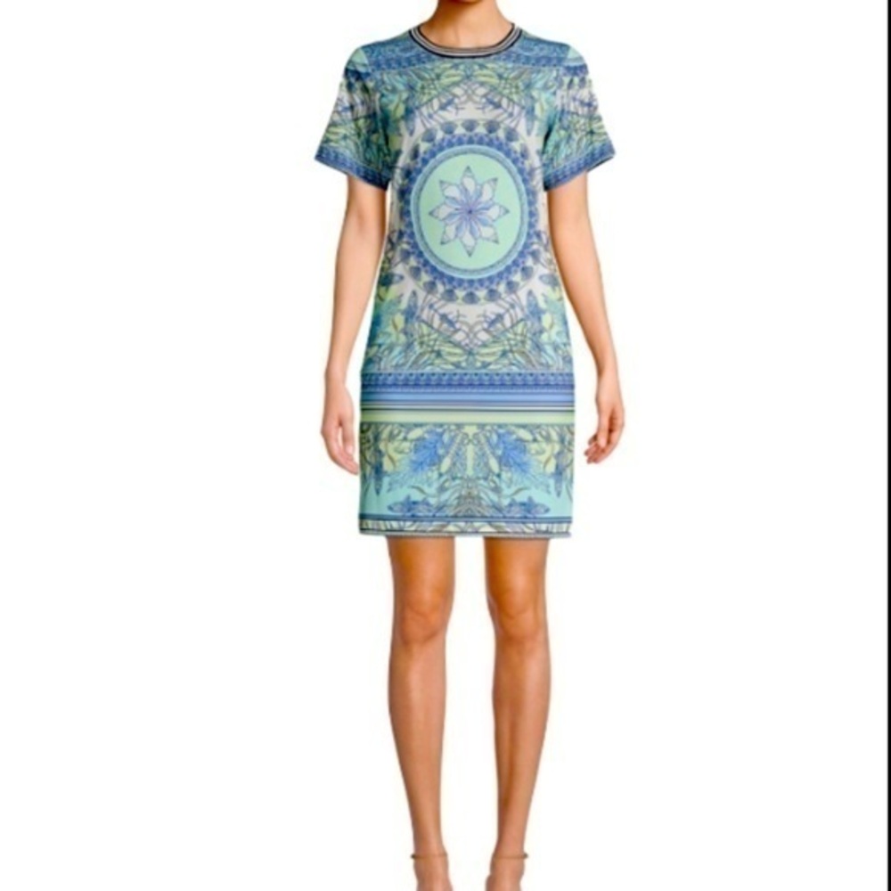 Hale Bob Blue Mandala Print Mini Sheath Dress NWT Size XSmall Ocean Design